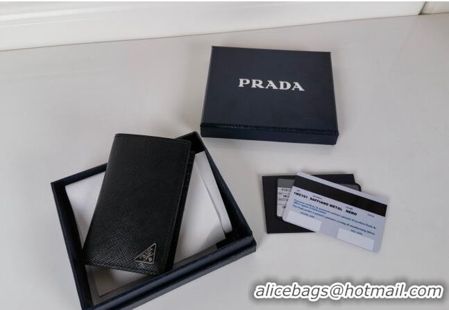 Top Quality Prada Saffiano Leather Card Holder Wallet 2MC101 Black 2024