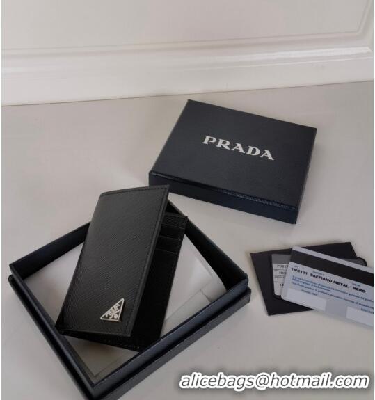 Top Quality Prada Saffiano Leather Card Holder Wallet 2MC101 Black 2024