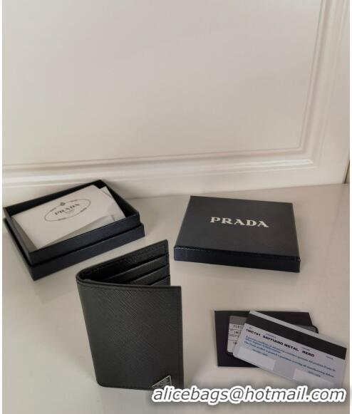 Top Quality Prada Saffiano Leather Card Holder Wallet 2MC101 Black 2024