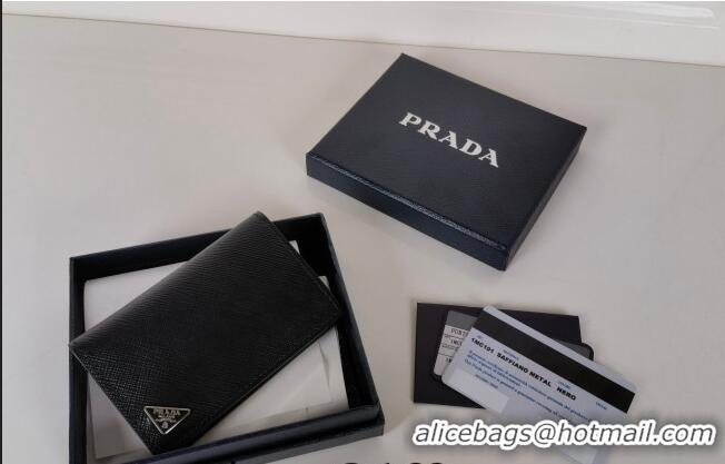 Top Quality Prada Saffiano Leather Card Holder Wallet 2MC101 Black 2024