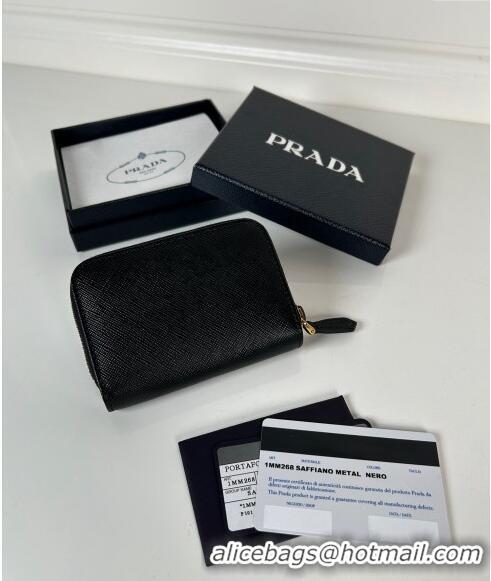 Best Price Prada Saffiano leather Wallet 1MM268 Black 2024