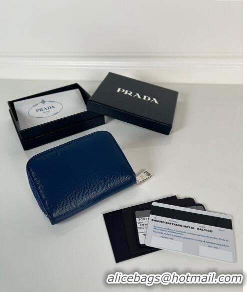 Reasonable Price Prada Saffiano leather Wallet 2MM003 Blue 2024