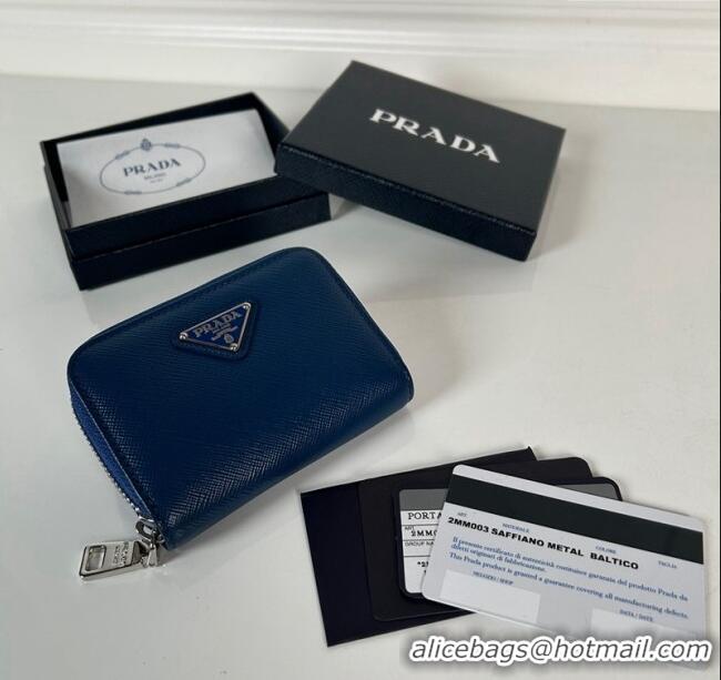 Reasonable Price Prada Saffiano leather Wallet 2MM003 Blue 2024