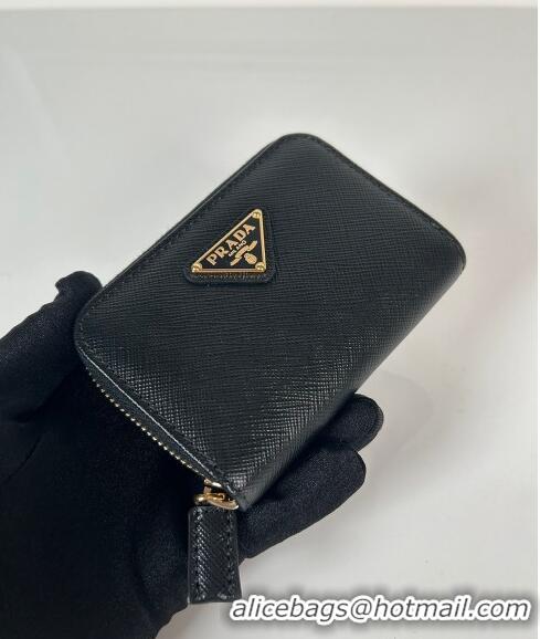 Top Grade Prada Saffiano leather Wallet 2MM003 Black/Gold 2024