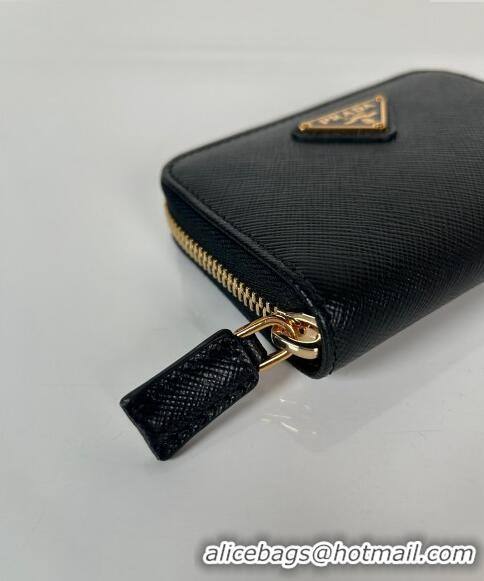 Top Grade Prada Saffiano leather Wallet 2MM003 Black/Gold 2024