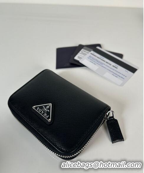 Affordable Price Prada Saffiano leather Wallet 2MM003 Black/Silver 2024