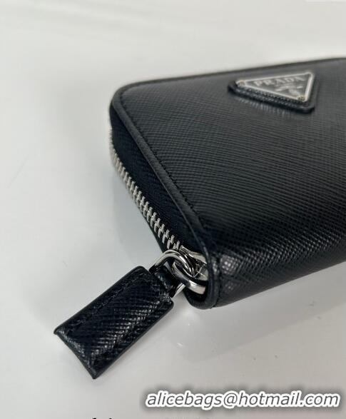 Affordable Price Prada Saffiano leather Wallet 2MM003 Black/Silver 2024