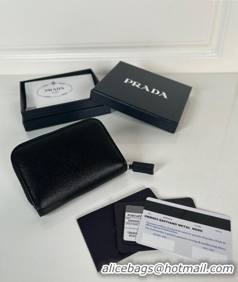 Affordable Price Prada Saffiano leather Wallet 2MM003 Black/Silver 2024