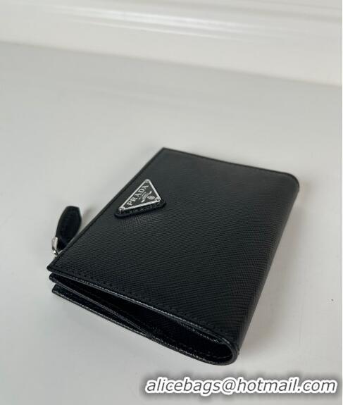 Good Product Prada Small Saffiano leather wallet 1ML050 Black/Silver 2024