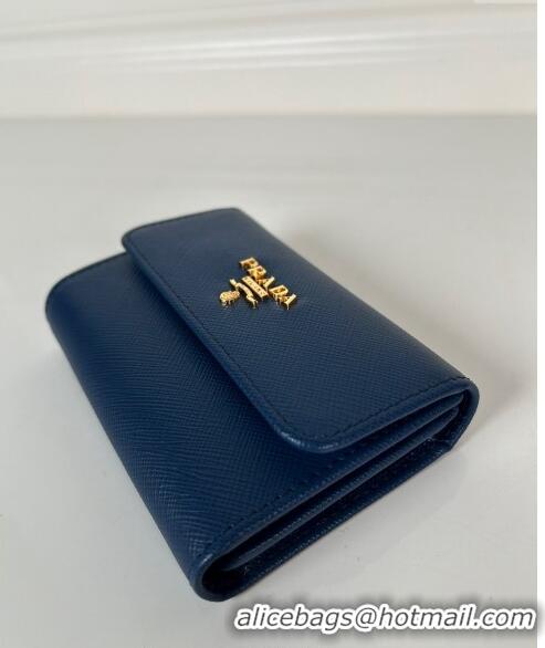 Buy Cheap Prada Small Saffiano Leather Wallet 1MH025 Blue 2024