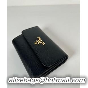 Grade Design Prada Small Saffiano leather wallet 1MH025 Black/Logo 2024