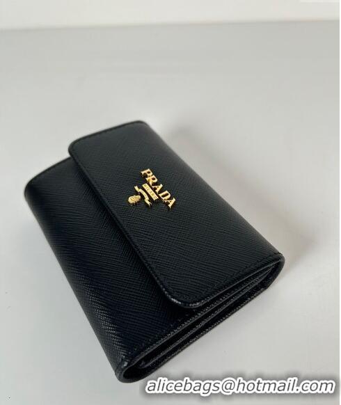 Grade Design Prada Small Saffiano leather wallet 1MH025 Black/Logo 2024