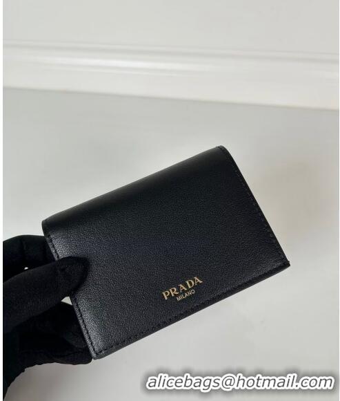 Trendy Design Prada Small Leather Wallet 1MV021 Black 2024