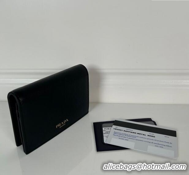 Trendy Design Prada Small Leather Wallet 1MV021 Black 2024