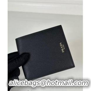 Top Quality Prada Leather Wallet 2MO513 Black 2024