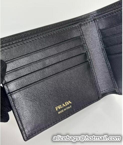 Top Quality Prada Leather Wallet 2MO513 Black 2024