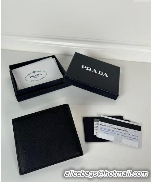 Top Quality Prada Leather Wallet 2MO513 Black 2024