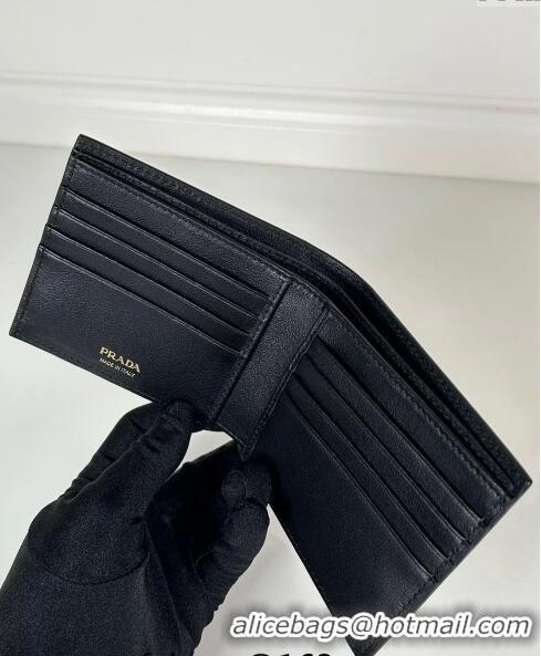 Top Quality Prada Leather Wallet 2MO513 Black 2024