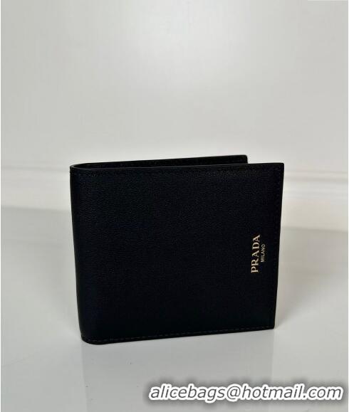 Top Quality Prada Leather Wallet 2MO513 Black 2024