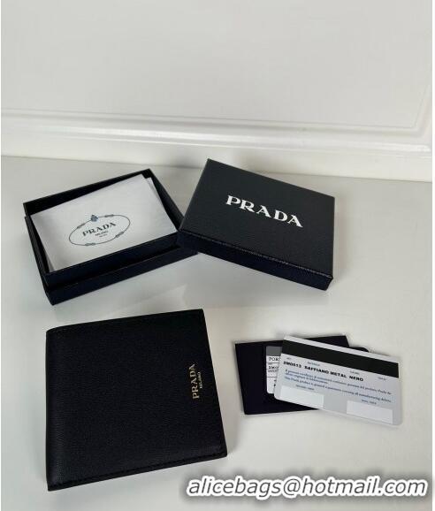 Top Quality Prada Leather Wallet 2MO513 Black 2024