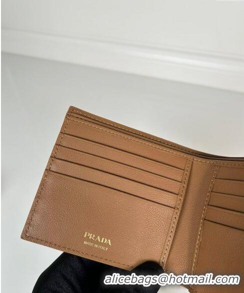 Luxury Discount Prada Leather Wallet 2MO513 Brown 2024