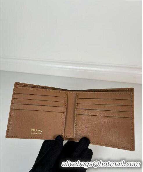 Luxury Discount Prada Leather Wallet 2MO513 Brown 2024