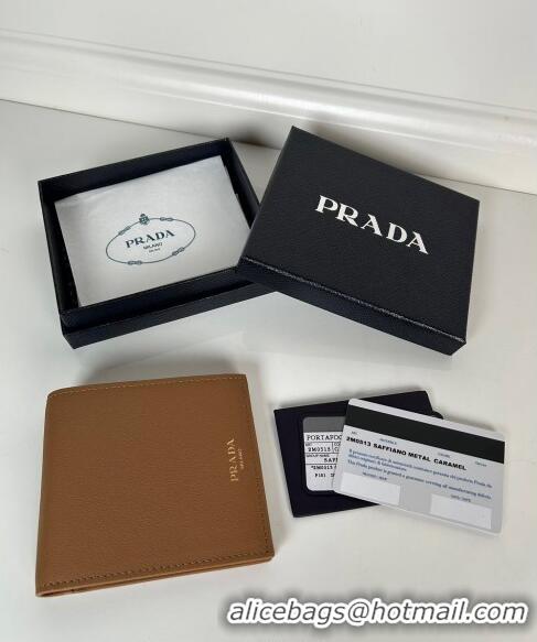 Luxury Discount Prada Leather Wallet 2MO513 Brown 2024