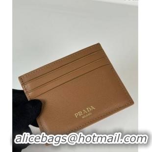 Luxurious Discount Prada Leather Card Holder Wallet 1MC025 Brown 2024