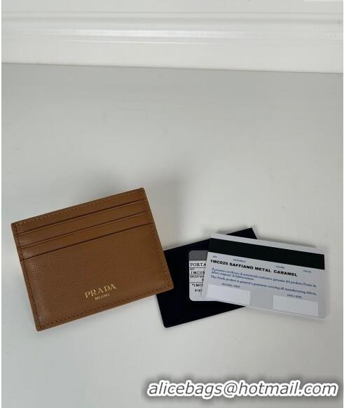 Luxurious Discount Prada Leather Card Holder Wallet 1MC025 Brown 2024