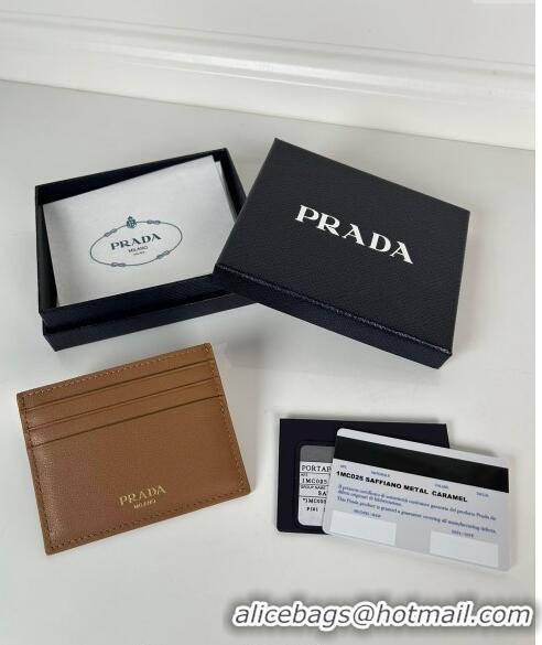 Luxurious Discount Prada Leather Card Holder Wallet 1MC025 Brown 2024