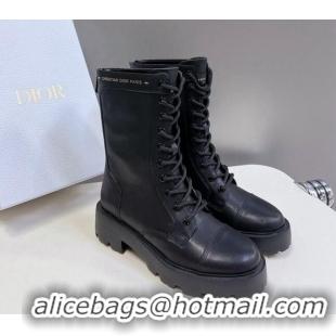 Best Grade Dior D-Unit Ankle Boots 3.5cm in Calfskin Leather Black 814030