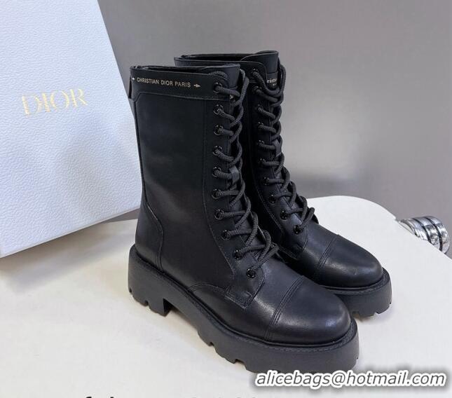 Best Grade Dior D-Unit Ankle Boots 3.5cm in Calfskin Leather Black 814030