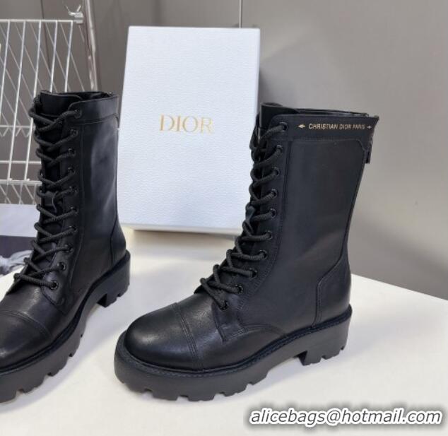 Best Grade Dior D-Unit Ankle Boots 3.5cm in Calfskin Leather Black 814030