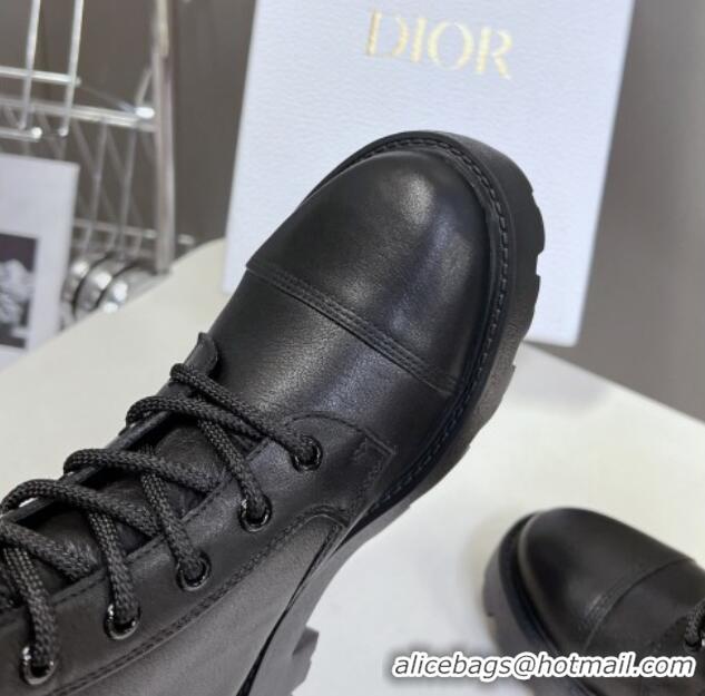 Best Grade Dior D-Unit Ankle Boots 3.5cm in Calfskin Leather Black 814030