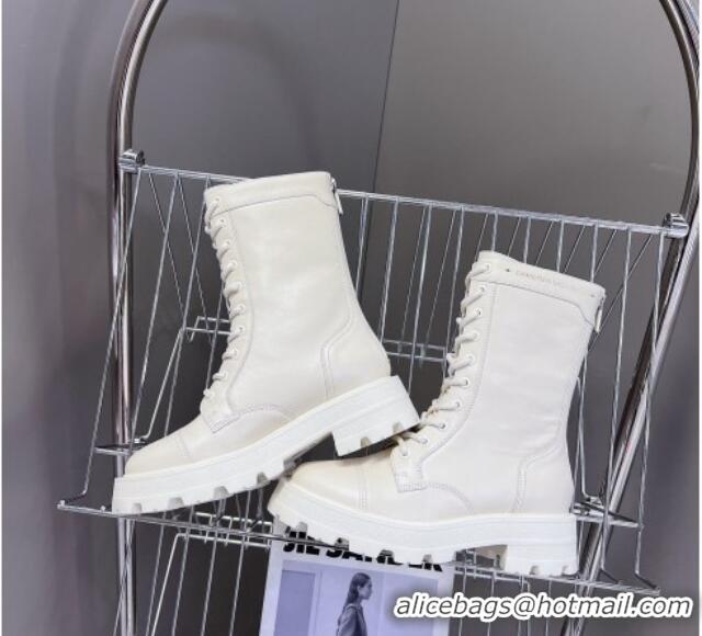 Perfect Dior D-Unit Ankle Boots 3.5cm in Calfskin Leather White 0814031