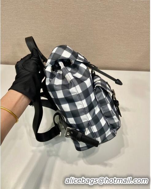 Buy Discount Prada Small Check Fabric Backpack 1BZ677 Black