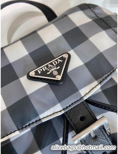 Buy Discount Prada Small Check Fabric Backpack 1BZ677 Black