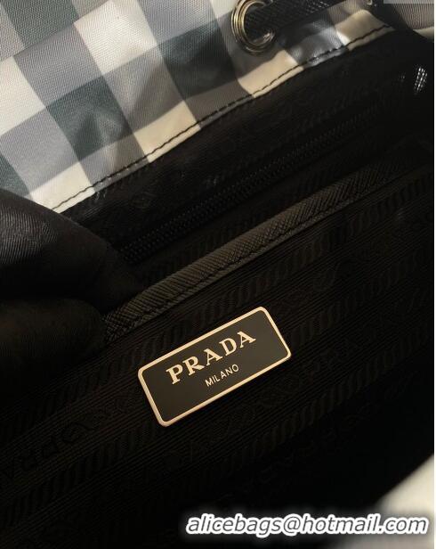 Buy Discount Prada Small Check Fabric Backpack 1BZ677 Black