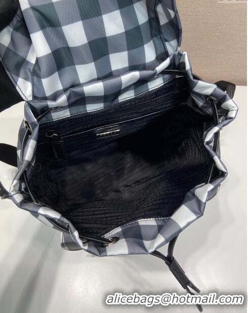 Buy Discount Prada Small Check Fabric Backpack 1BZ677 Black