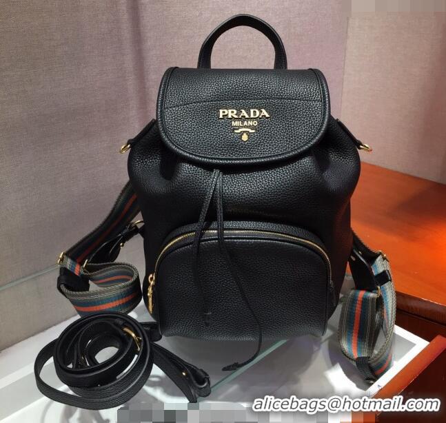 Spot Bulk Prada Grained Leather Backpack 1BZ035 Black 2023