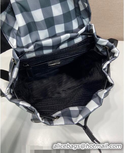 Top Quality Prada Small Check Fabric Backpack 1BZ677 Black 2023