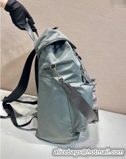 Top Quality Prada Mens Re-Nylon and leather backpack bag 2VZ108 Grey 2024