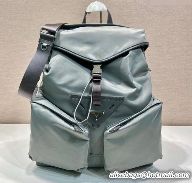 Top Quality Prada Mens Re-Nylon and leather backpack bag 2VZ108 Grey 2024