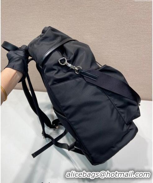 Buy Classic Prada Mens Re-Nylon and leather backpack bag 2VZ108 Black 2024