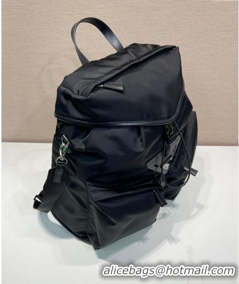 Buy Classic Prada Mens Re-Nylon and leather backpack bag 2VZ108 Black 2024