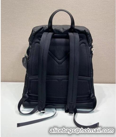 Buy Classic Prada Mens Re-Nylon and leather backpack bag 2VZ108 Black 2024