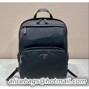 Original Cheap Prada Re-Nylon and Saffiano leather backpack bag 2VZ104 Black 2024