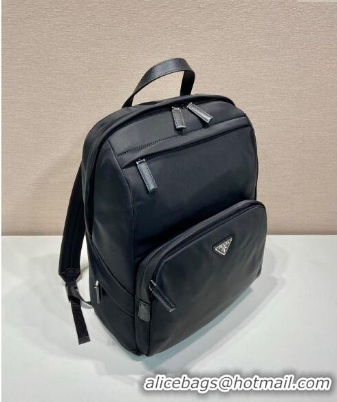 Original Cheap Prada Re-Nylon and Saffiano leather backpack bag 2VZ104 Black 2024