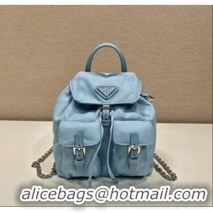 New Product Prada Re-Nylon Mini Backpack Bag 1BH029 Light Blue 2024