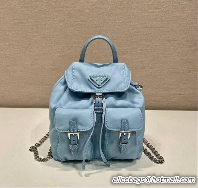 New Product Prada Re-Nylon Mini Backpack Bag 1BH029 Light Blue 2024